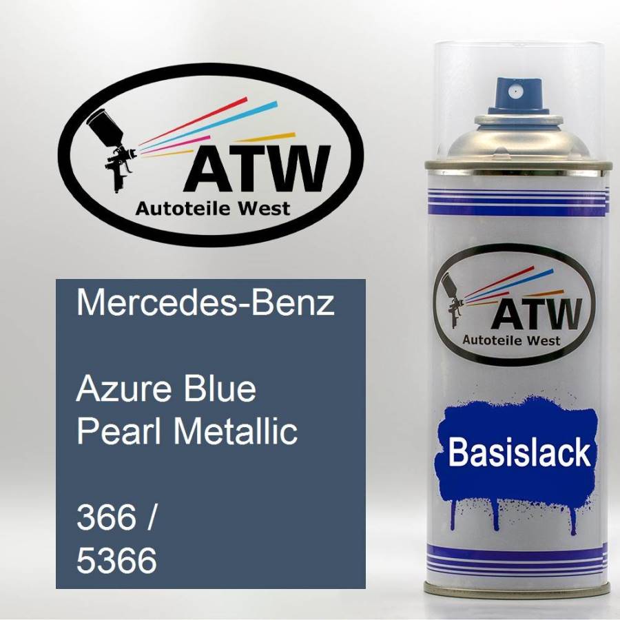 Mercedes-Benz, Azure Blue Pearl Metallic, 366 / 5366: 400ml Sprühdose, von ATW Autoteile West.